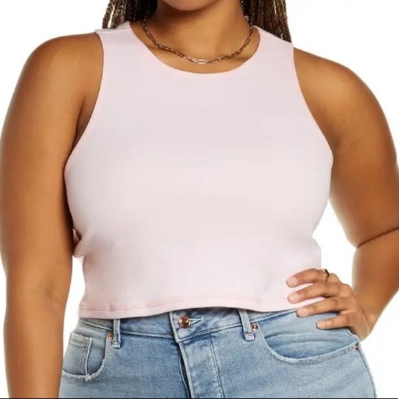 🌟5 for $25🌟 NWOT Racerback Organic Cotton Blend Crop Tank Pink Opal - Picture 1 of 4